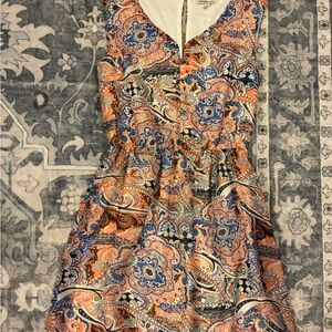 Charlotte Russe Orange & Blue Paisley Midi Dress